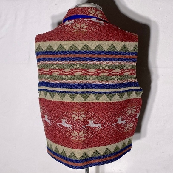 Vintage Seasons Sport Red Full Front Zip Jacquard Vest M - Picture 4 of 12